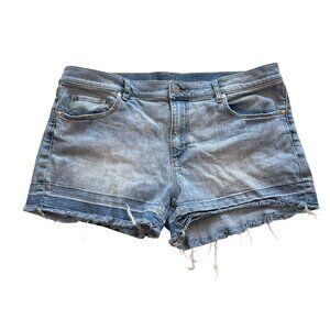 Ann Taylor Loft jean shorts size 12 light wash denim frayed distressed hem